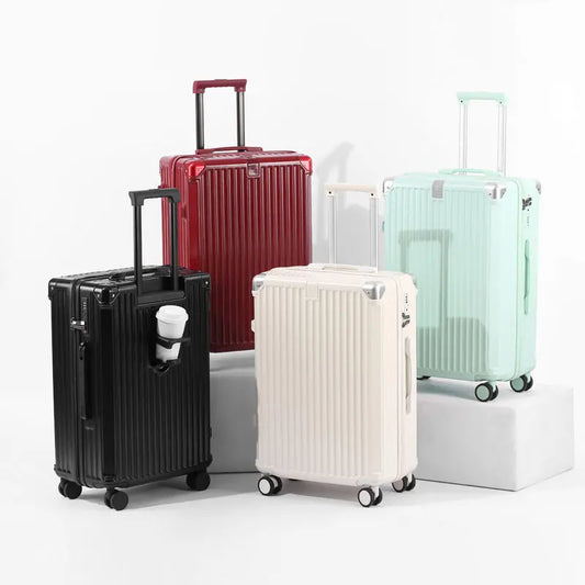 Zippered ABS PC Suitcase Luggage With Cup Holder And Wheels