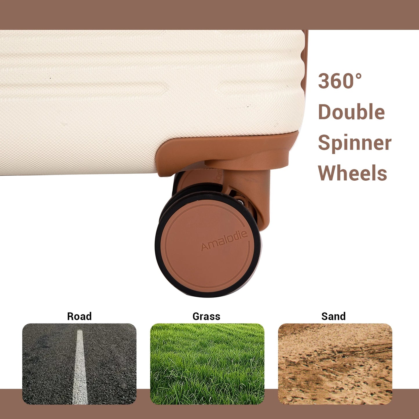Amalodie Luggage Set 3 Piece ABS Spinner Wheels TSA Lock