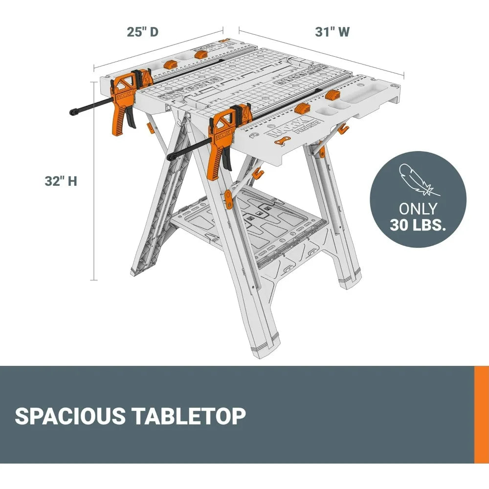 Worx Folding Work Table Sawhorse 2 In 1 Portable Workbench