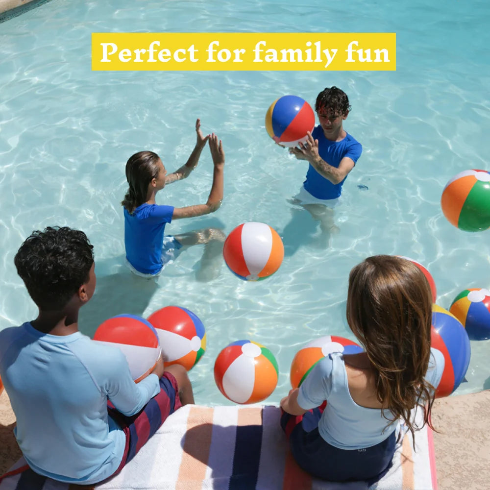 Joyfy Rainbow Beach Balls 12 Pack Inflatable Pool Toys