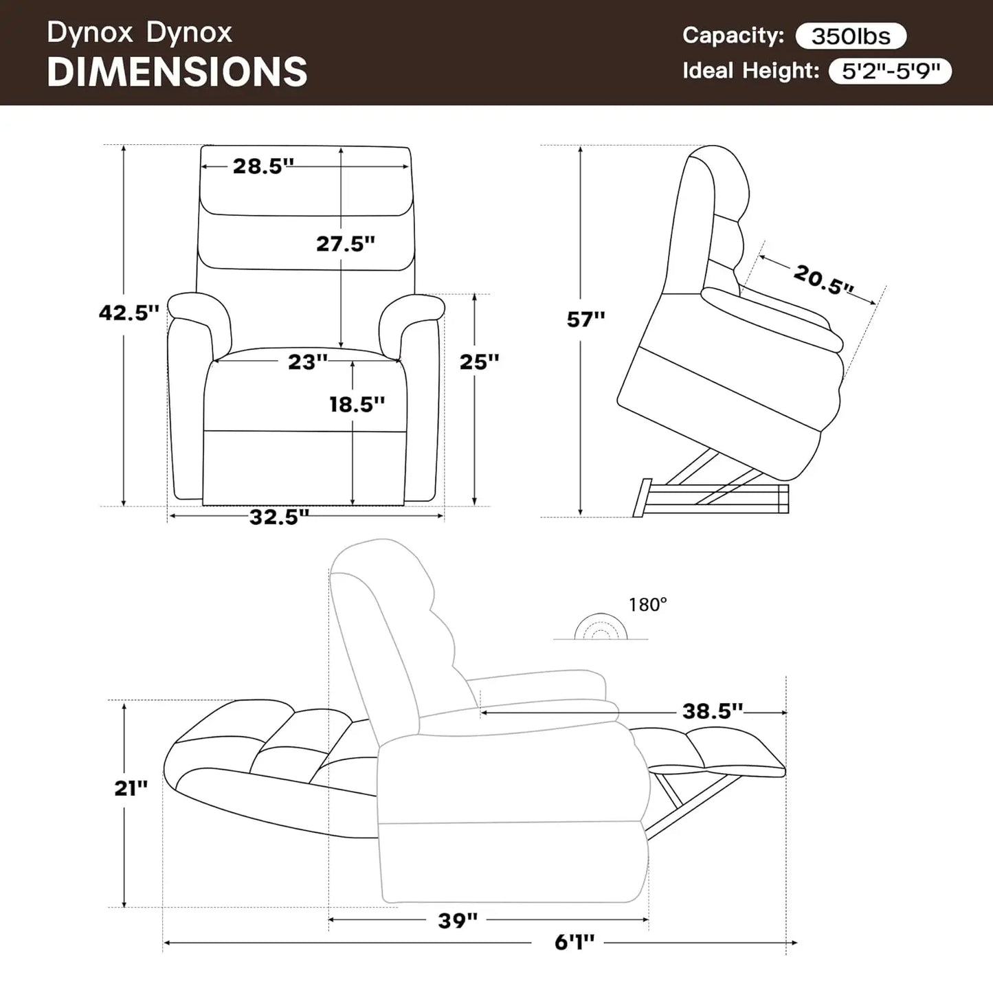 350 LBS Power Lift Recliner Chair for Elderly, Medium Size Dual Motor Lay Flat Infinite Positions Recliner with, Customized
