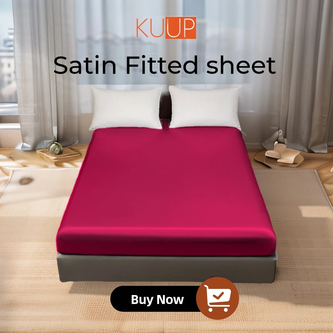 Kuup 100%Polyester 1pcs satin surface Bedding Fitted Sheet（No pillowcase）Elastic Band Around Mattress Cover King Bed Cover Sheet