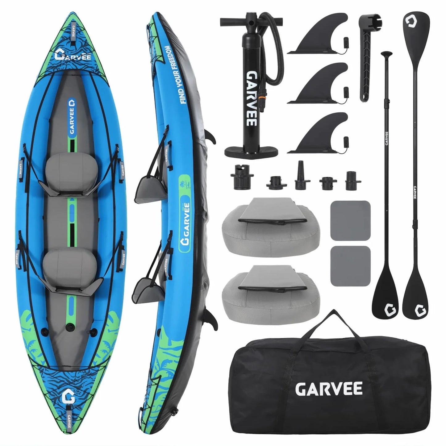 Two Person Inflatable Kayak For Fishing And Touring With Padded Seat