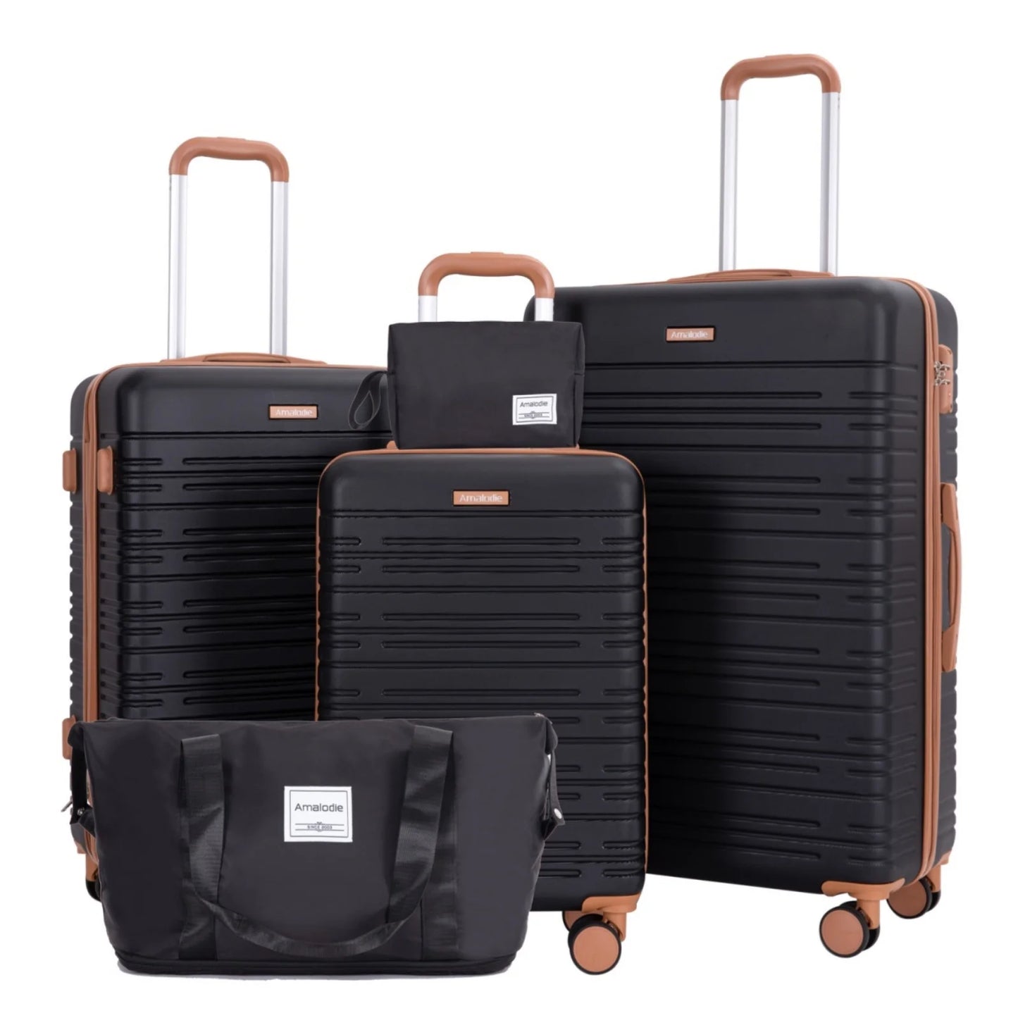 Amalodie Luggage Set 3 Piece ABS Spinner Wheels TSA Lock