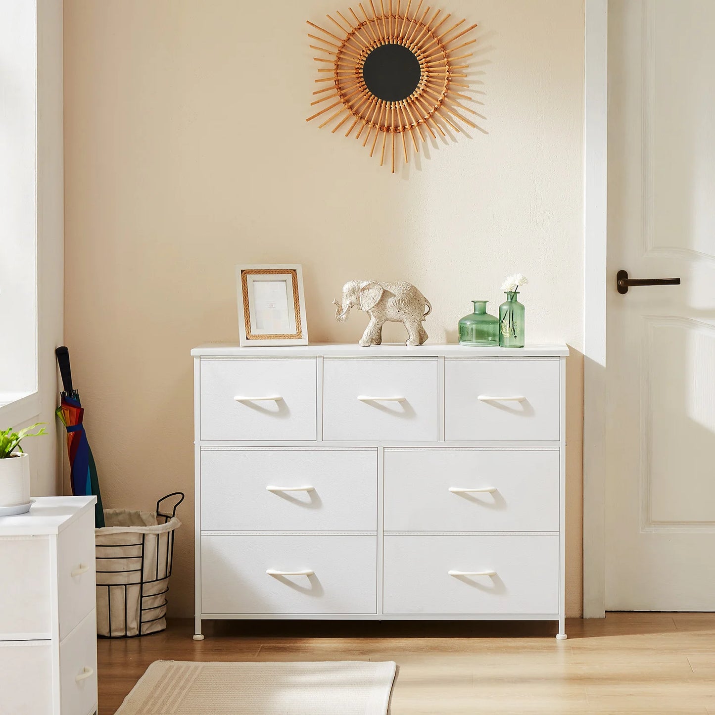 JHK Dresser With Seven Fabric Drawers For Bedroom Storage