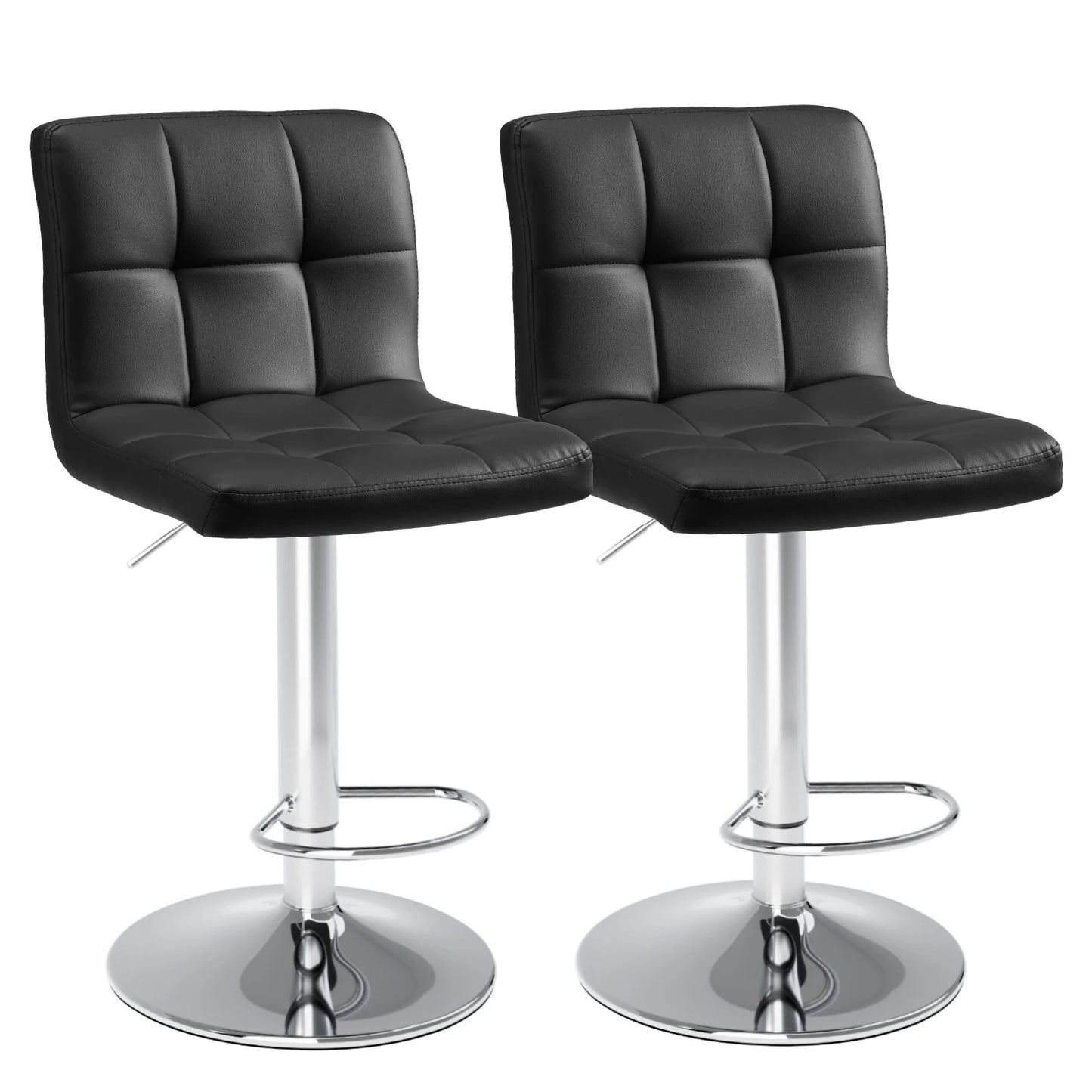 JHK PU Leather Bar Stools Set of 2 Upholstered Counter