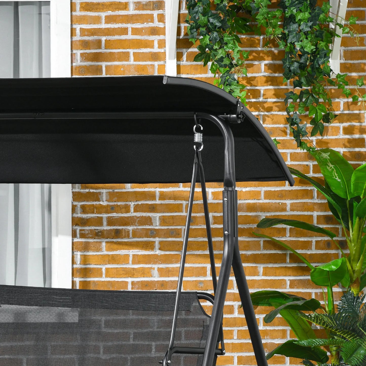 Outsunny 3 Person Porch Swing With Adjustable Tilt Canopy