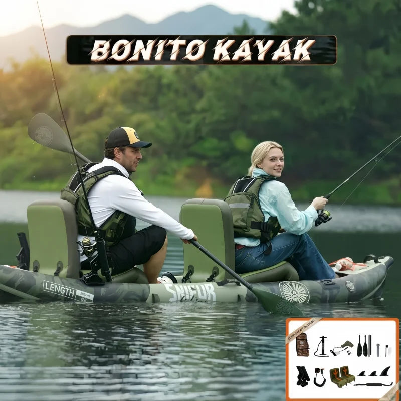 Funwater Inflatable Kayak With Paddle And Rod Holders