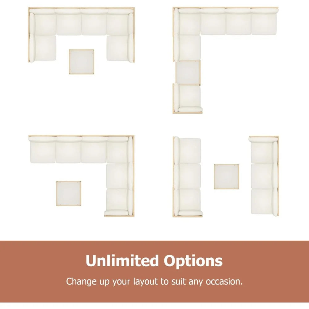 Outdoor Wicker Patio Sectional Set Boho Sofa With Coffee Table