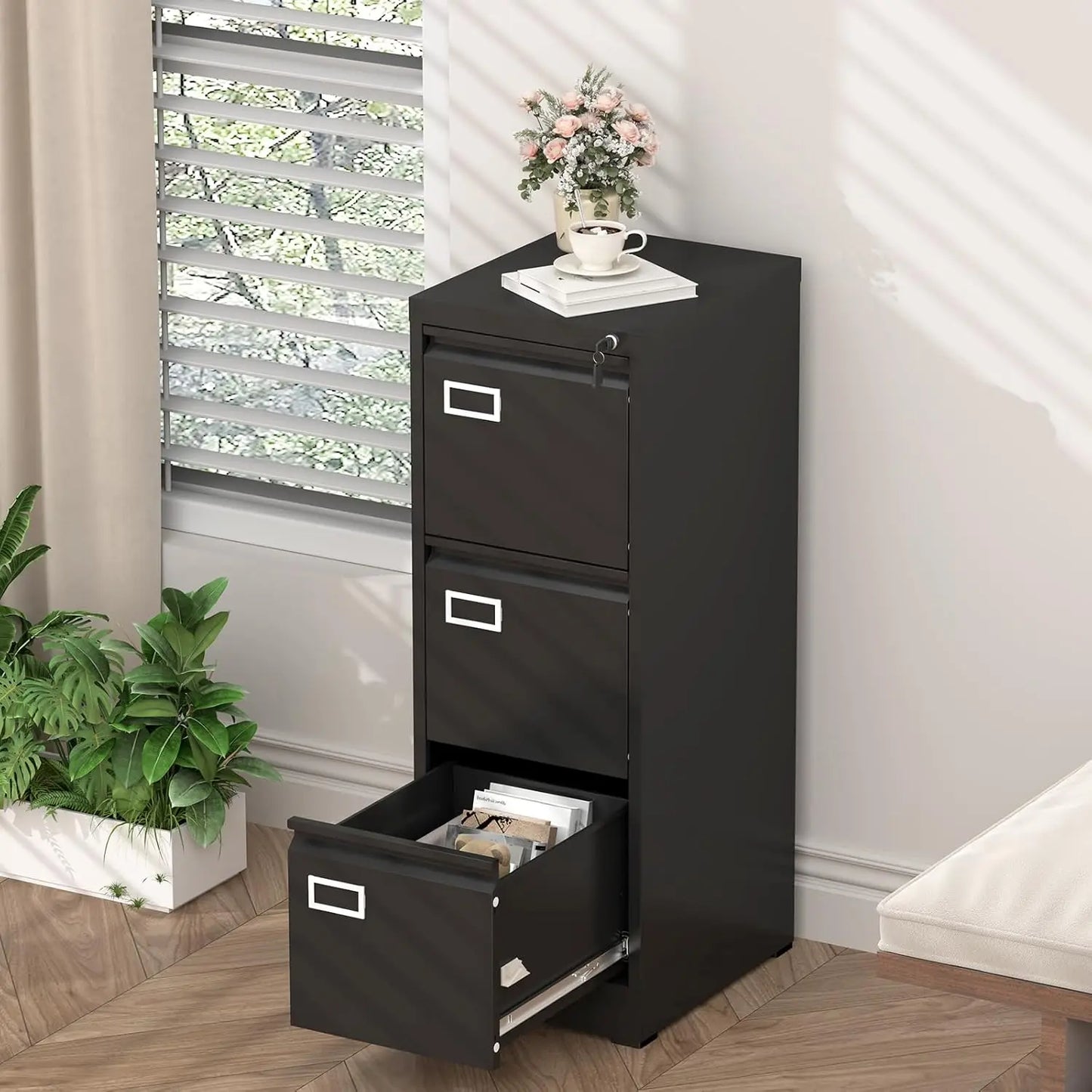 3 Drawer File Cabinet with Lock, Metal Vertical File Cabinets for Home Office, Filing Cabinet , Customized