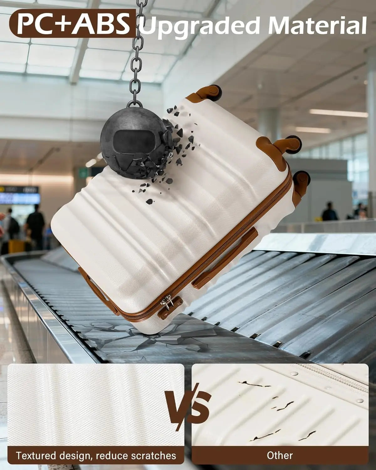 Carry On Luggage Set ABS PC Hardshell Zipper TSA Lock