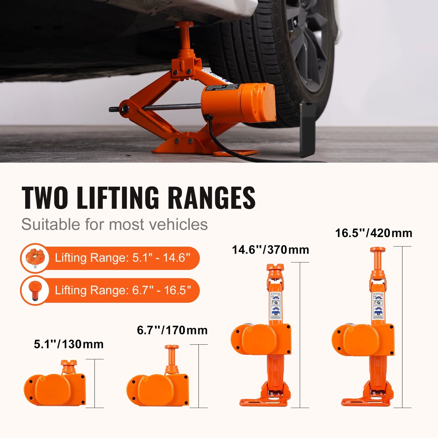 SucceBuy 3T Electric Car Jack With Electric Impact Wrench 12V