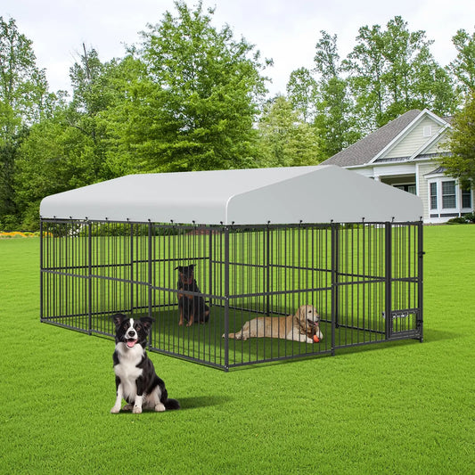 HiMISS Heavy Duty Outdoor Dog Kennel Enclosure With Waterproof Cover