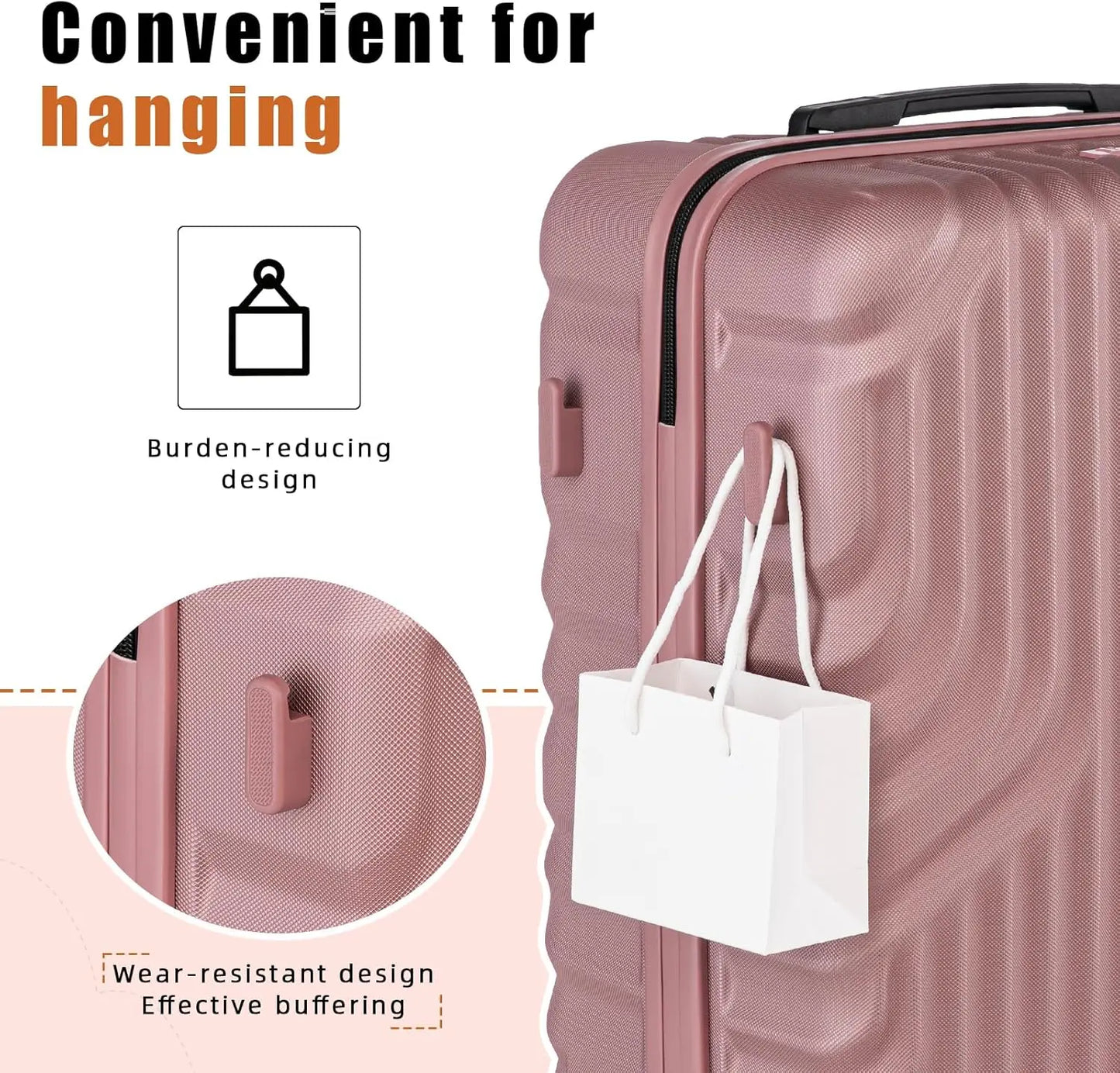 ZHUISHU Luggage Sets With Double Rotatable Detachable Wheels