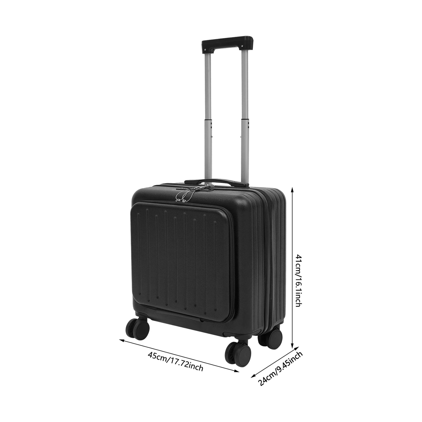 NONECN Boarding Suitcase With Front Compartment Travel Luggage For Business
