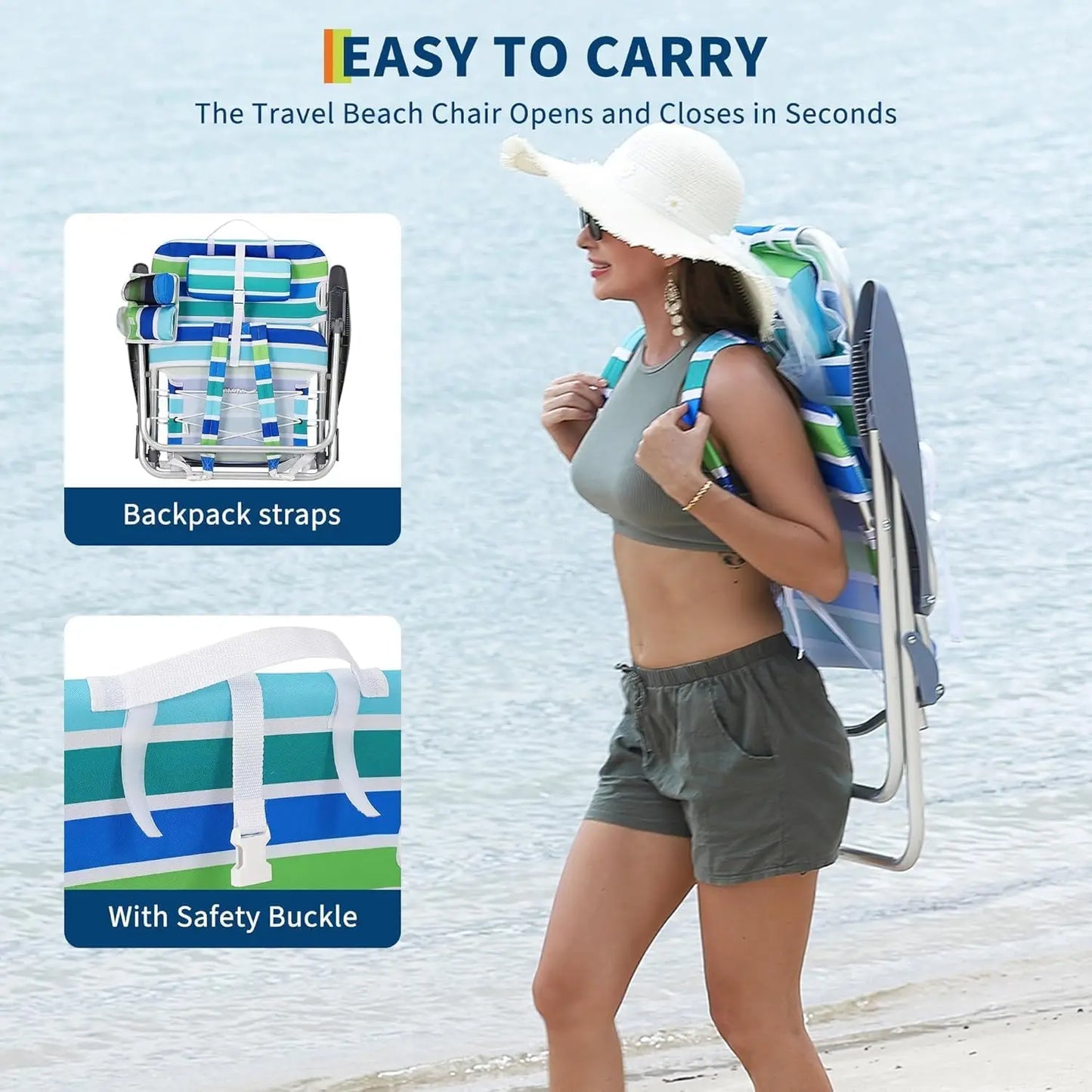 TWISTER.CK Portable Backpack Beach Chair Folding Reclining Seat