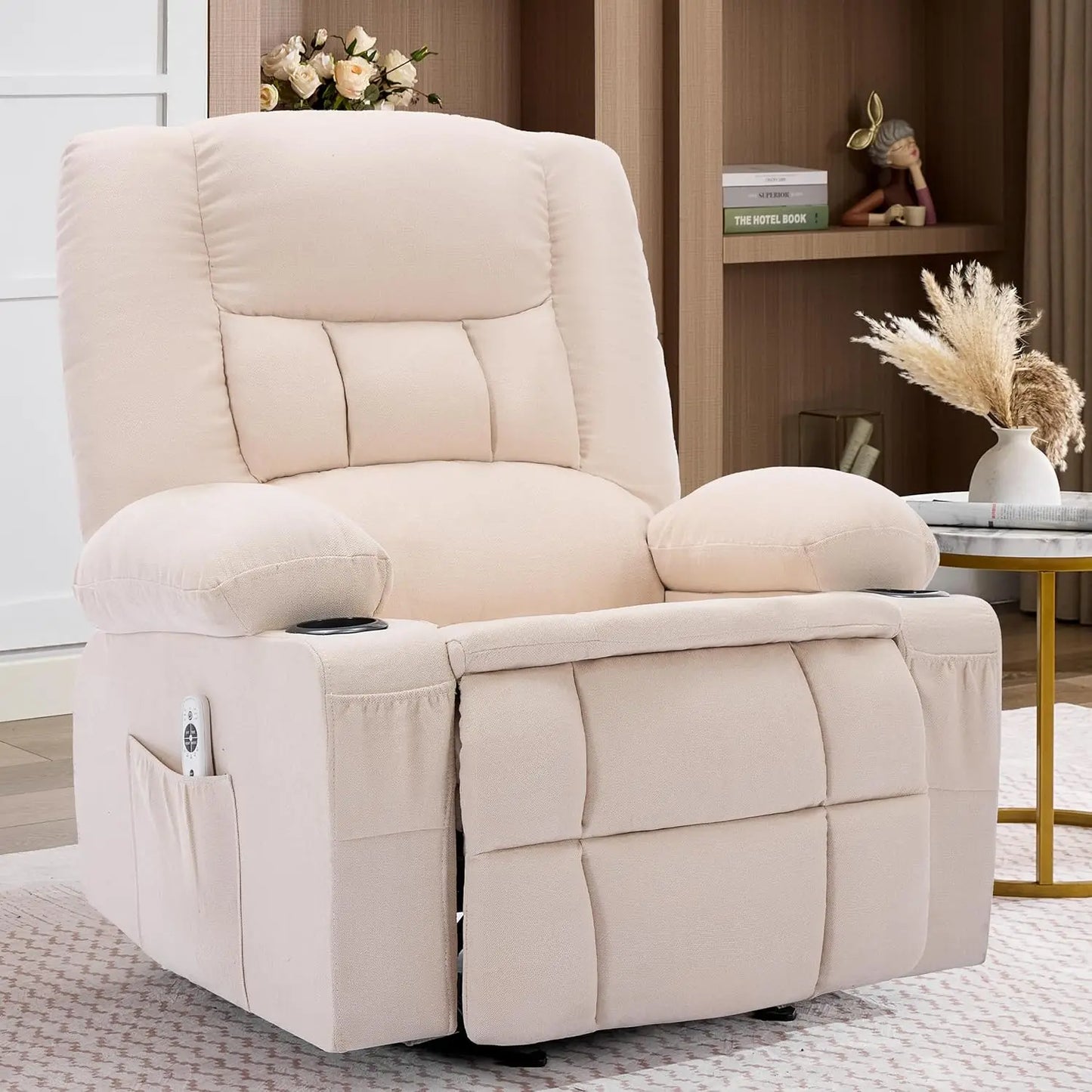 with Massage and Heat, Nursery Rocking Chairs for Living Room, Ergonomic Comfy Relining Chair with Cup Holder