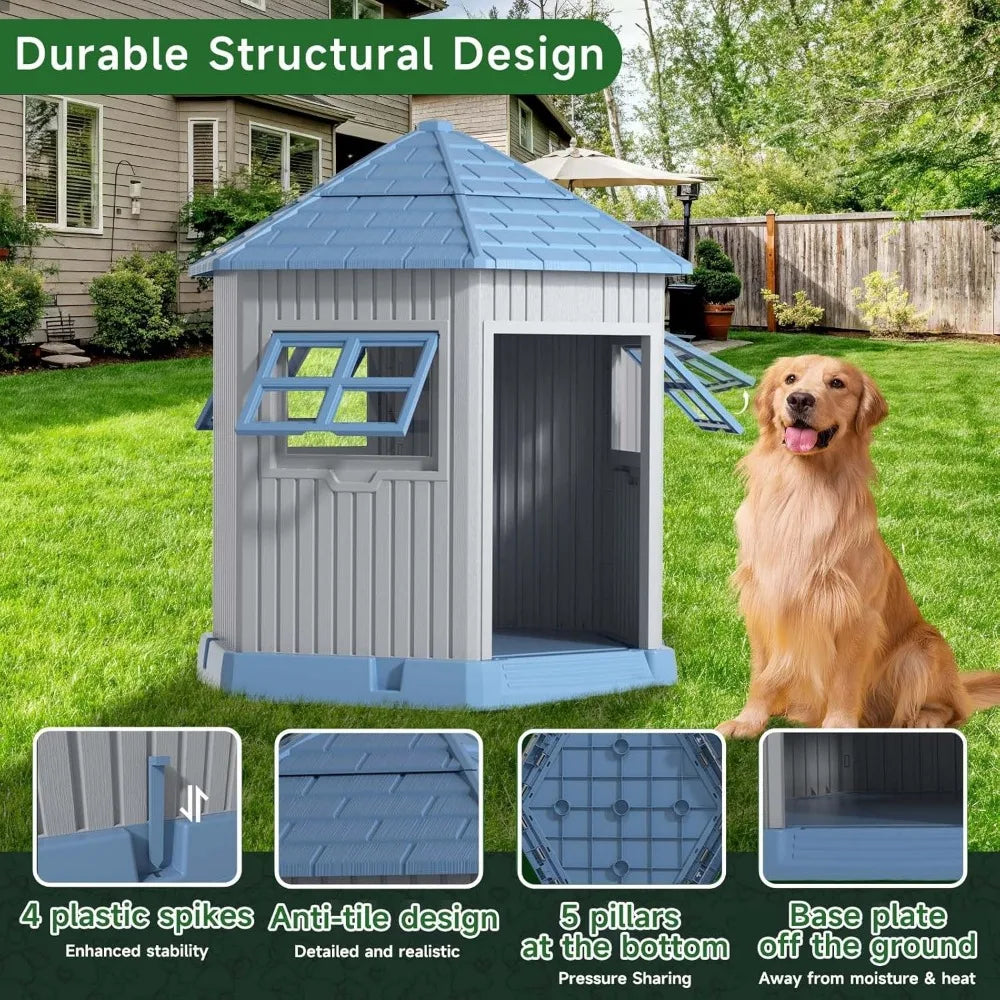 Durable Indoor Outdoor Dog House Shelter With Elevated Floor Kennel