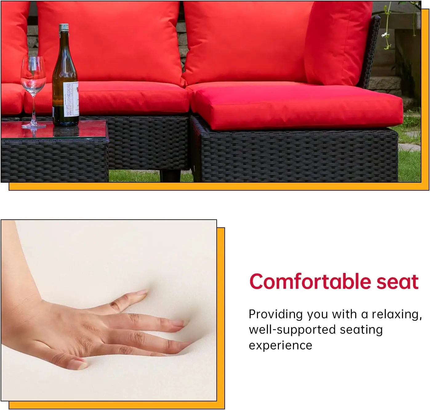 Outdoor 5 Piece Wicker Patio Conversation Set For Backyard Porch