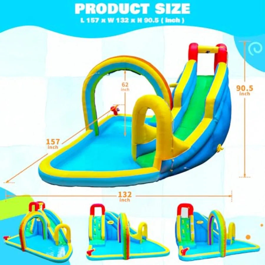 Inflatable Outdoor Water Park With Slide Sprinkler And Climbing Wall