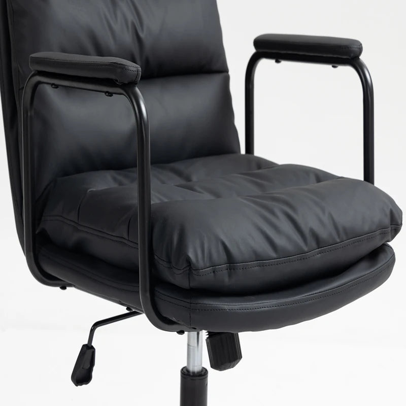 Office Chair,Mid Back Home Office Desk Task Chair with Wheels and Arms Ergonomic PU Leather Computer Rolling Swivel Chair with P