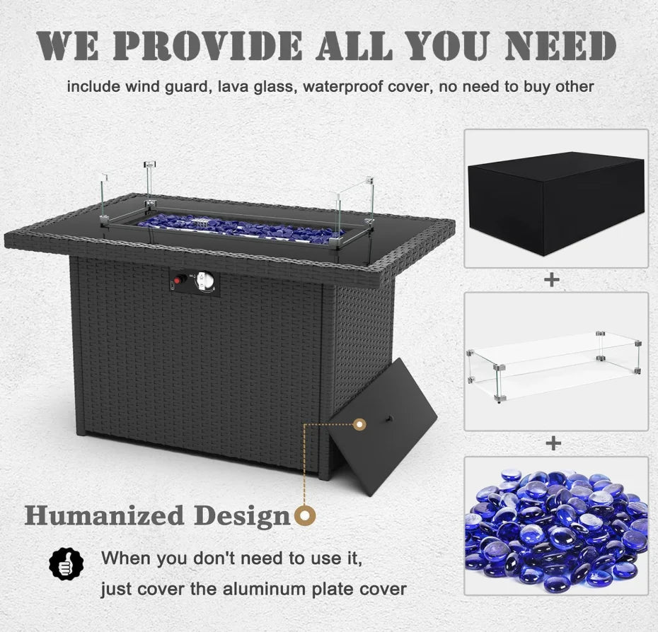 General Use Outdoor Furniture Propane Fire Pit Patio Set