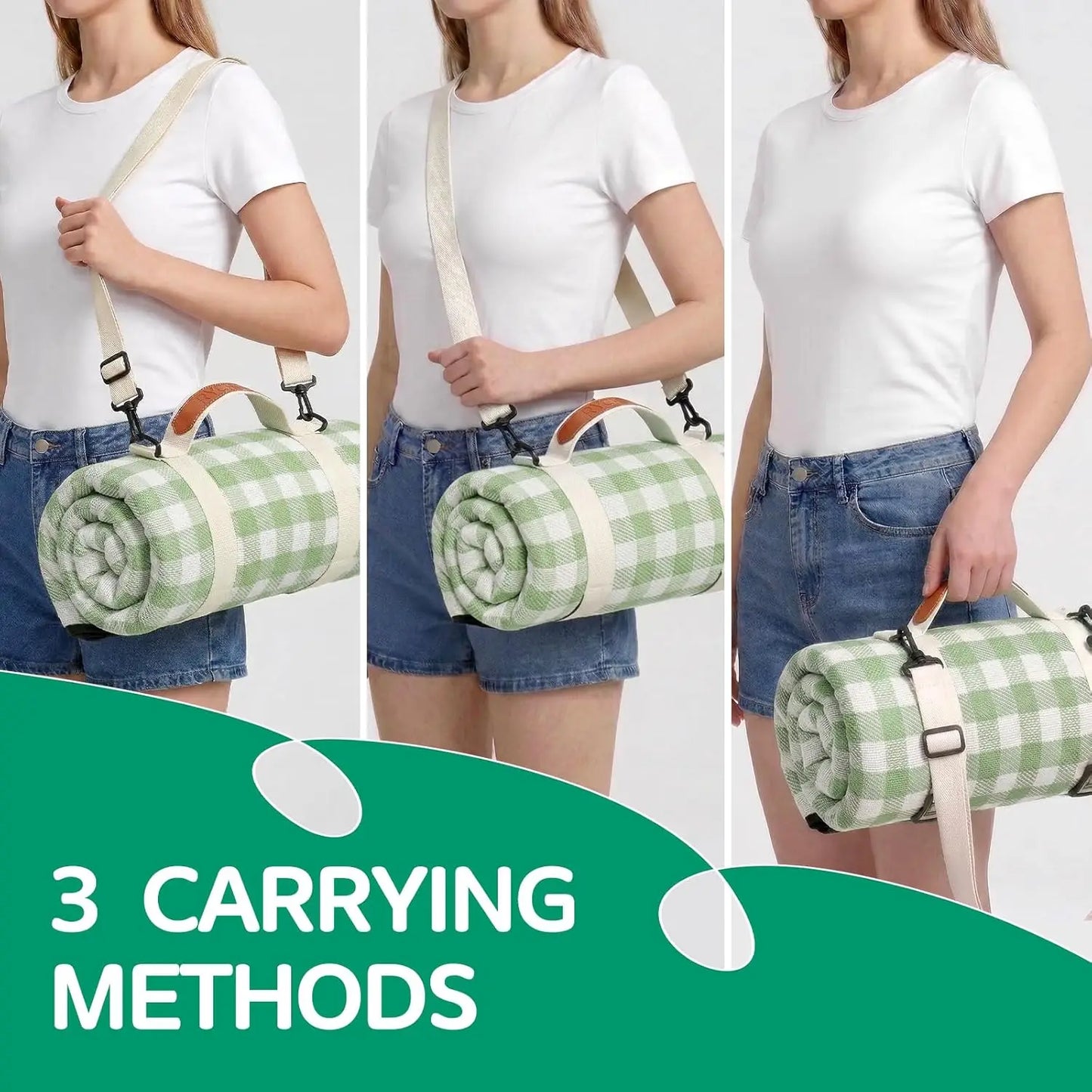Waterproof Beach Blanket Picnic Mat Canvas Towel For Outdoor Trips