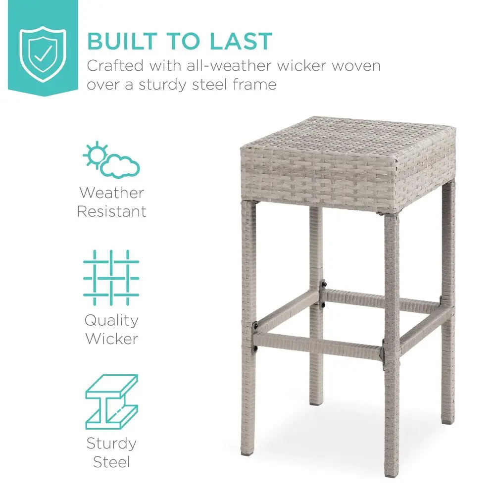 Outdoor Wicker Bar Table Set With Built-In Bottle Opener