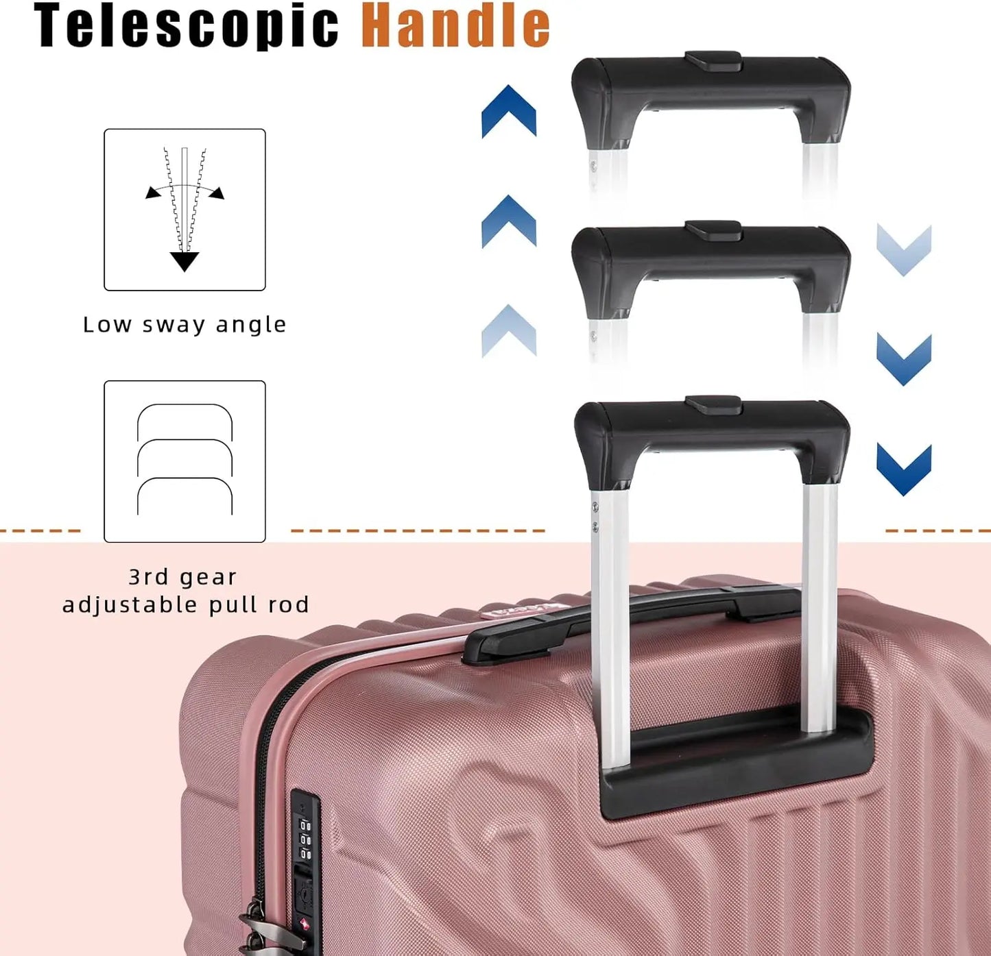 ZHUISHU Luggage Sets With Double Rotatable Detachable Wheels