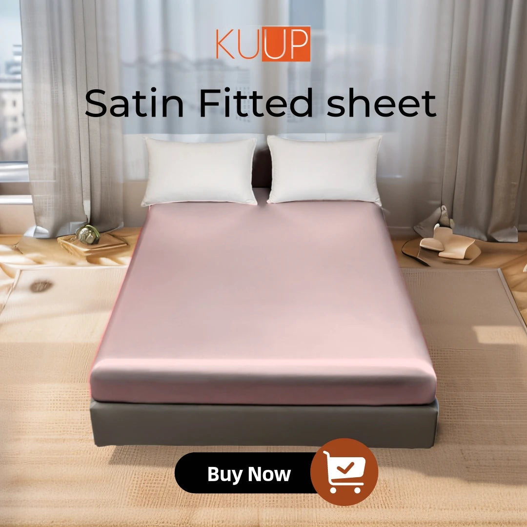 Kuup 100%Polyester 1pcs satin surface Bedding Fitted Sheet（No pillowcase）Elastic Band Around Mattress Cover King Bed Cover Sheet
