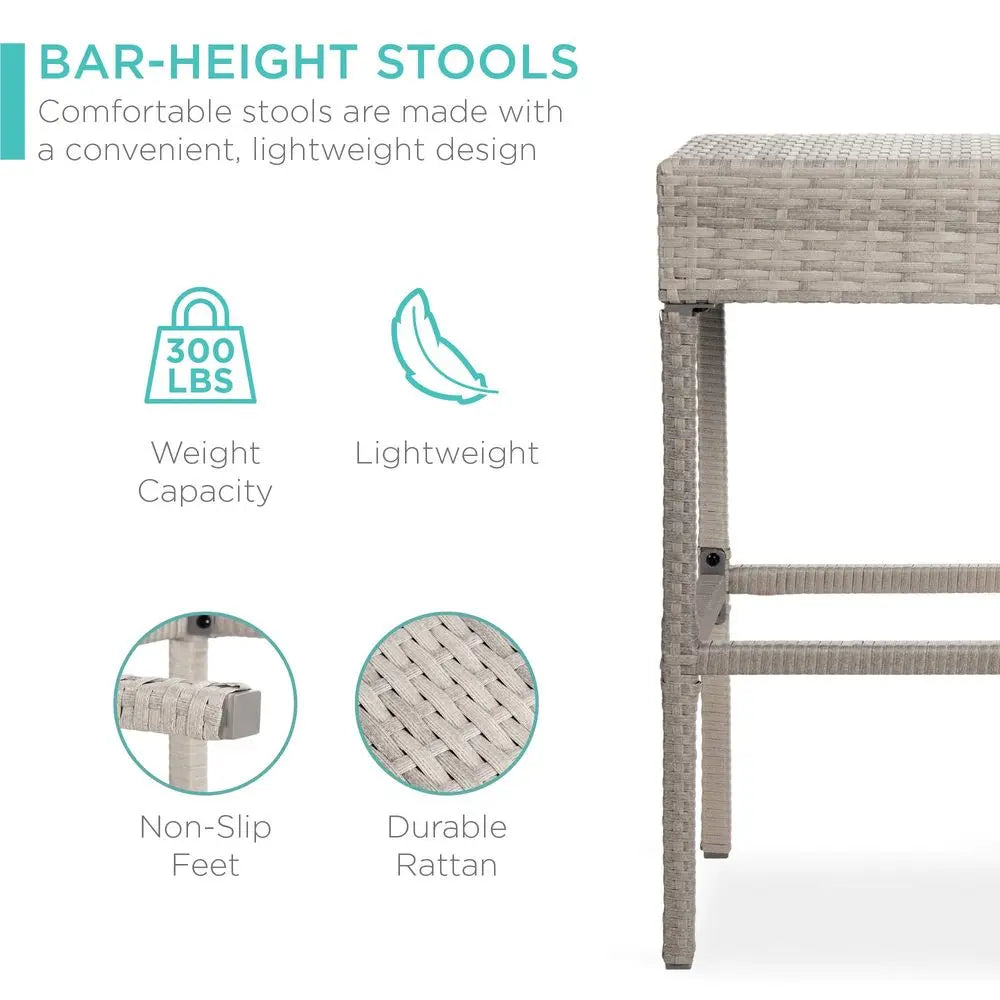 Outdoor Wicker Bar Table Set With Built-In Bottle Opener