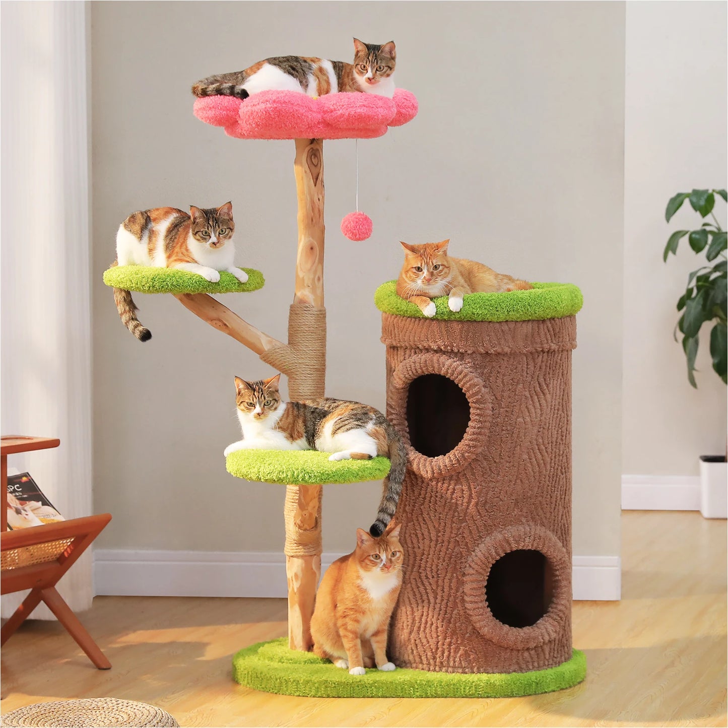 Cat Tree Tower With Four Condos And Scratching Posts