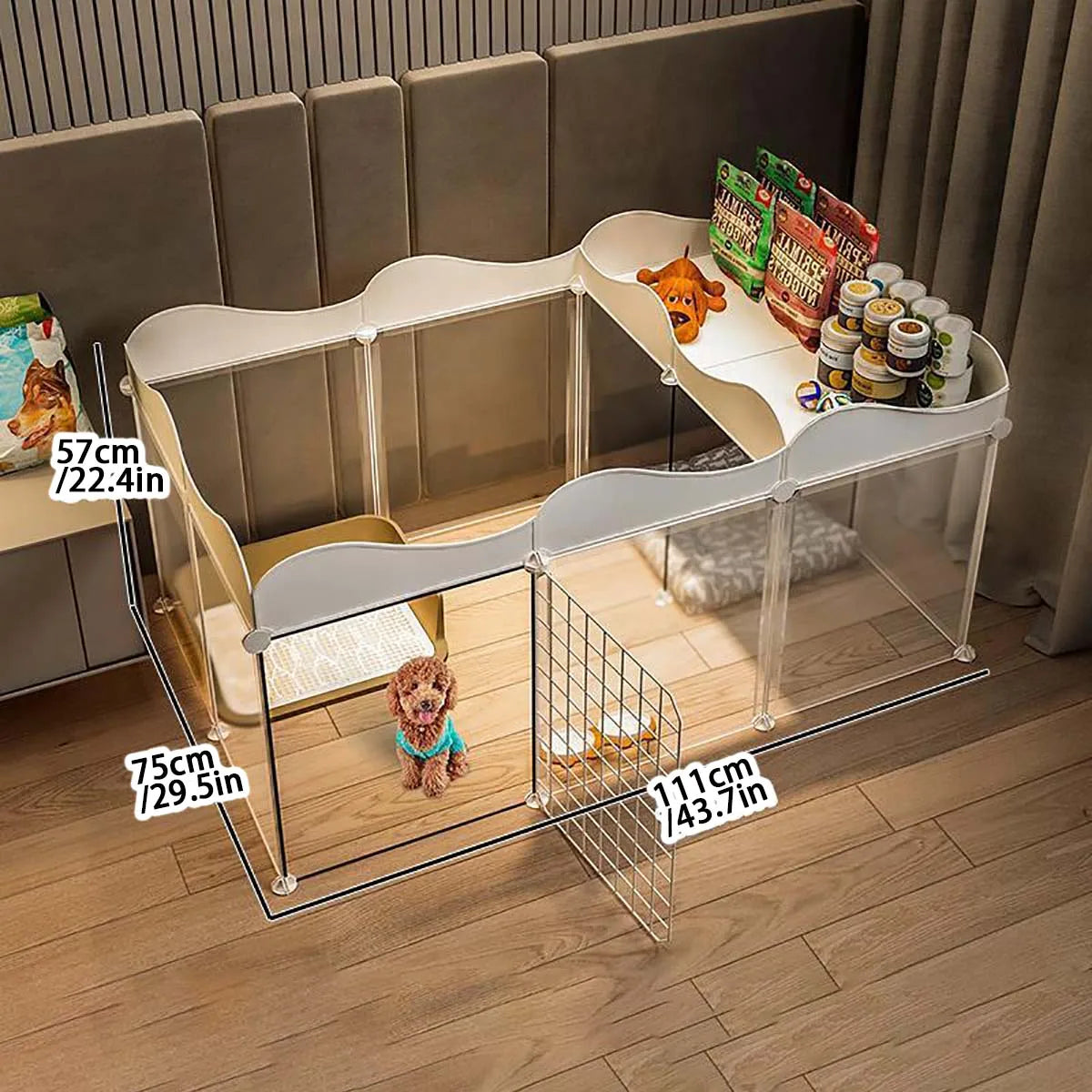 Pet Dog Enclosure Indoor Kennel With Toilet Area Cage