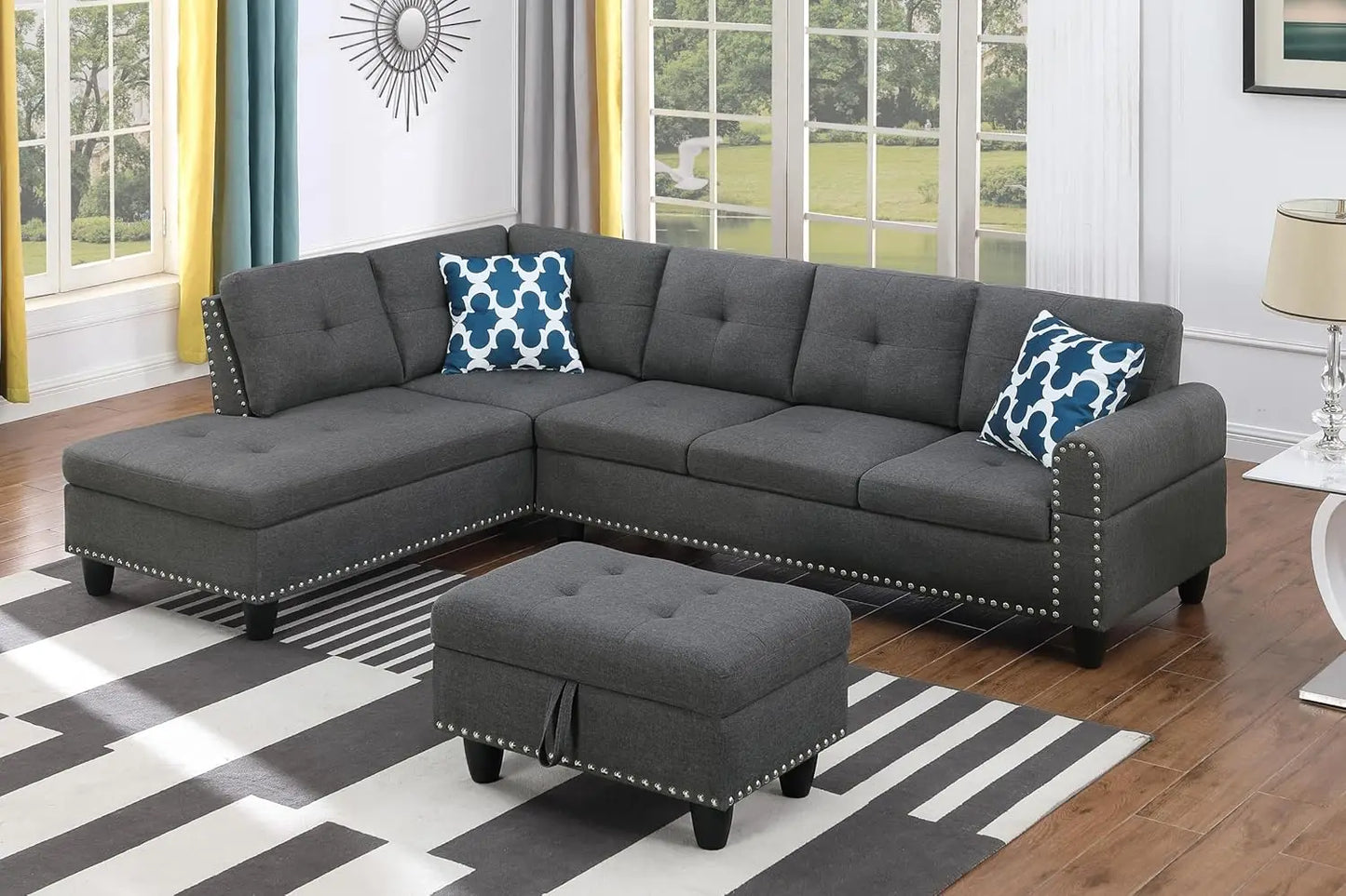 Modern Sectional Sofa Couch 4 Seater Set With Chaise Lounge