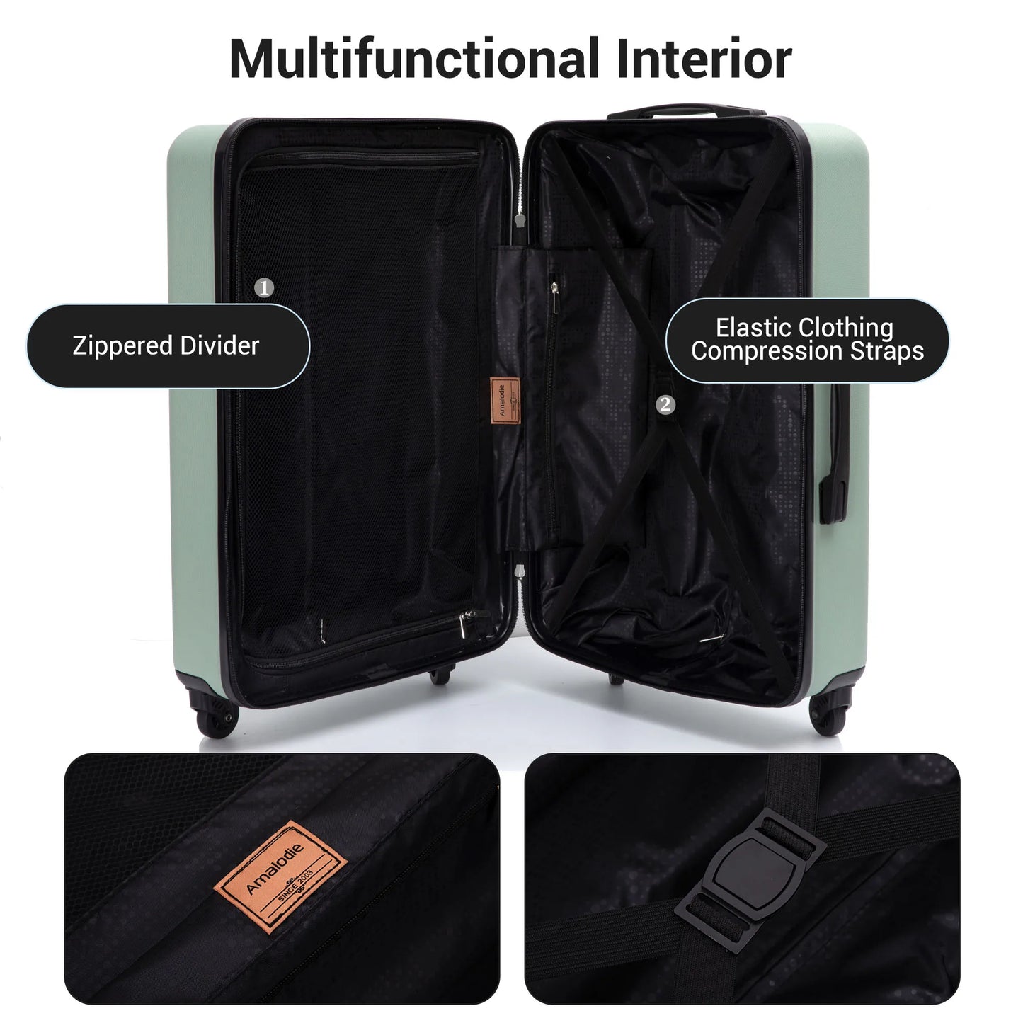 TravelhouseCN Luggage Set ABS Hard Case With Spinner Wheels