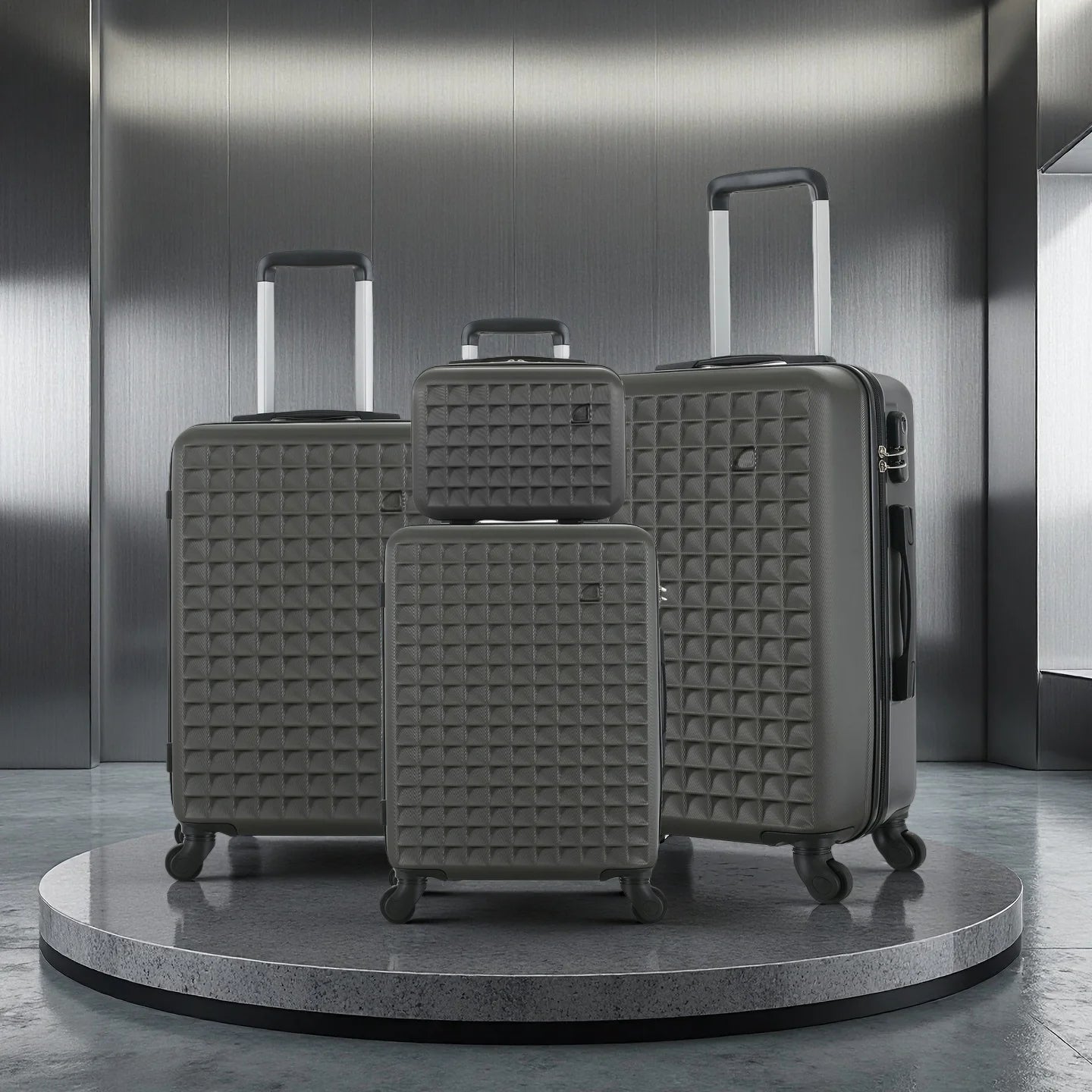 NONECN 4-Piece ABS Hardside Spinner Luggage Set with Cosmetic Case
