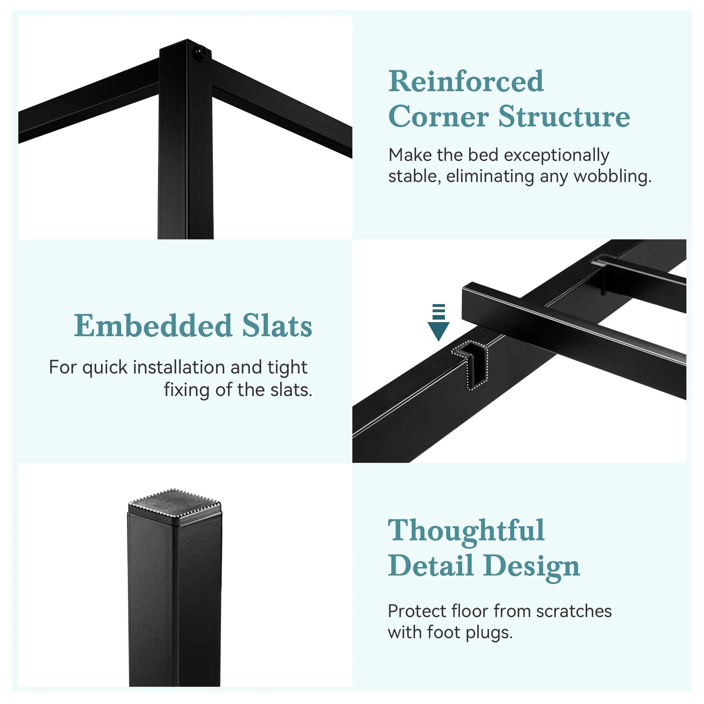 HOOMIC Canopy Bed Frame With Enhanced 4-Poster Design