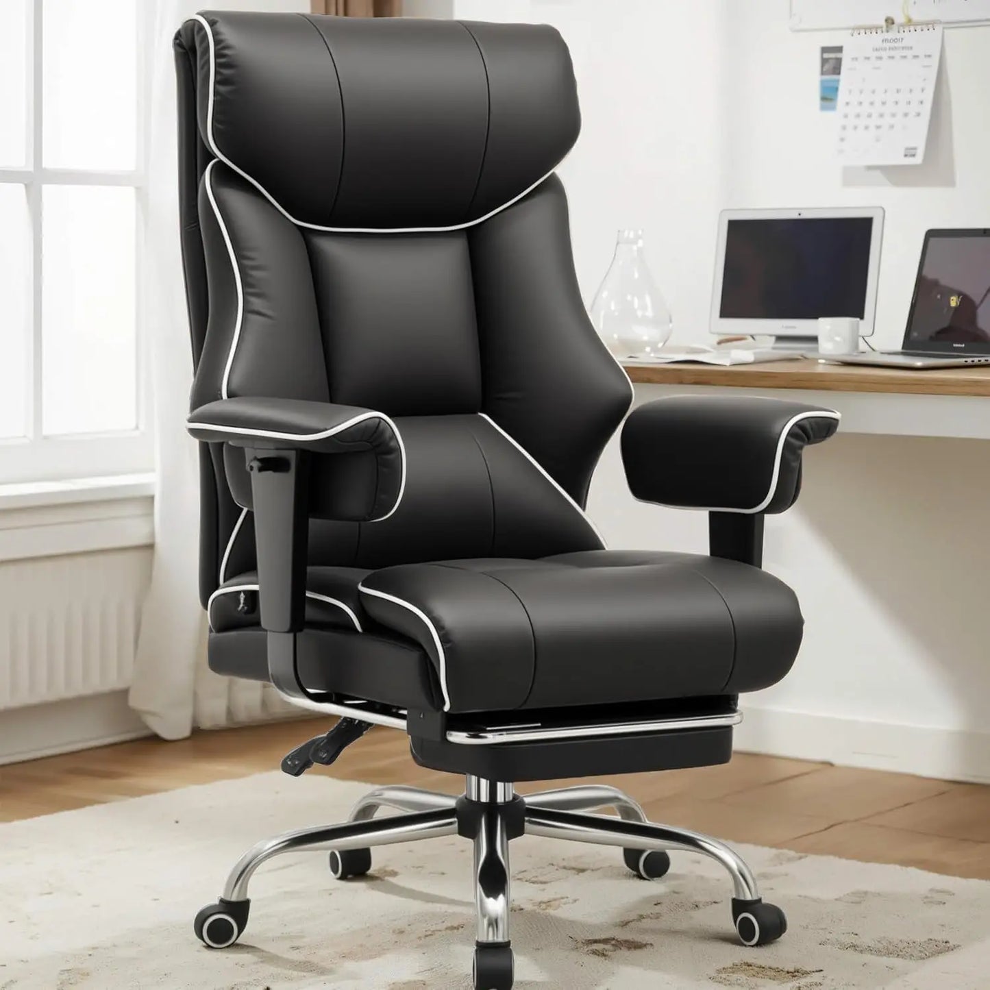Big and Tall Office Chair 400lbs High Back Gaming Chair with Ergonomic Lumbar Support & Pocket Spring Cushion for Lower Back Pai
