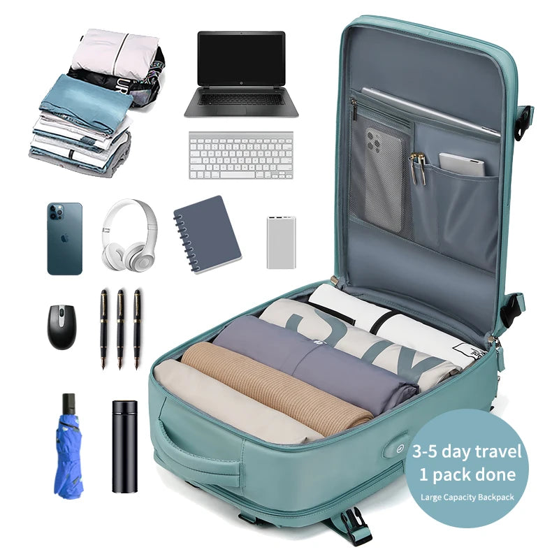 NONECN Women Travel Backpack USB Charging Laptop School Bag