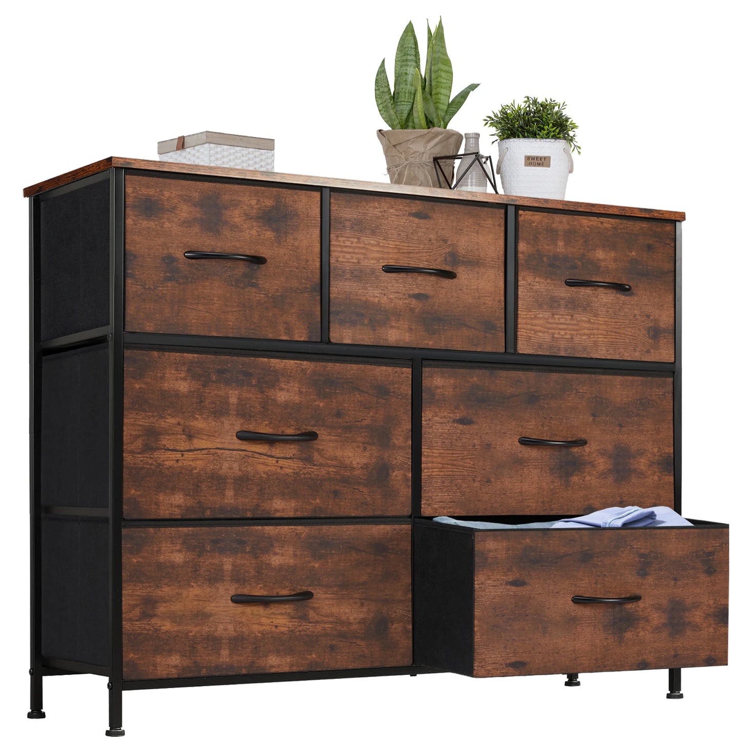 JHK Dresser With Seven Fabric Drawers For Bedroom Storage