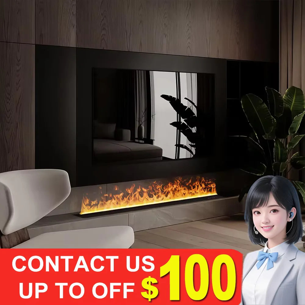 AFLYEVER Smart Water Vapor Fireplace 3D Flame Tuya App