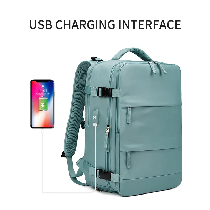 NONECN Women Travel Backpack USB Charging Laptop School Bag