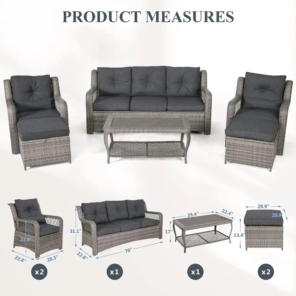 Wicker Outdoor Patio Furniture Set With Sectional Sofa And Table