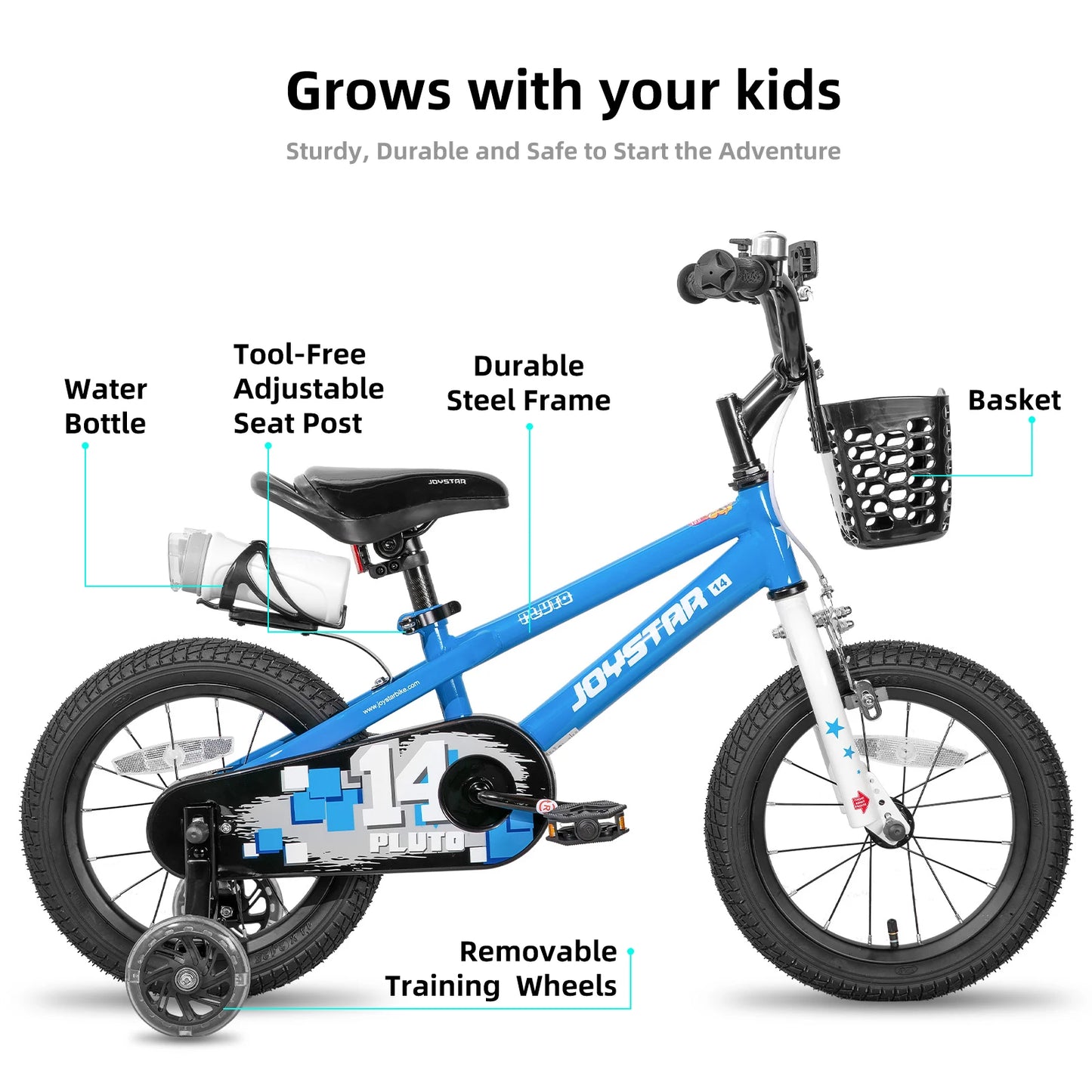 JOYSTAR Kids Bike With Bright Light Up Training Wheels