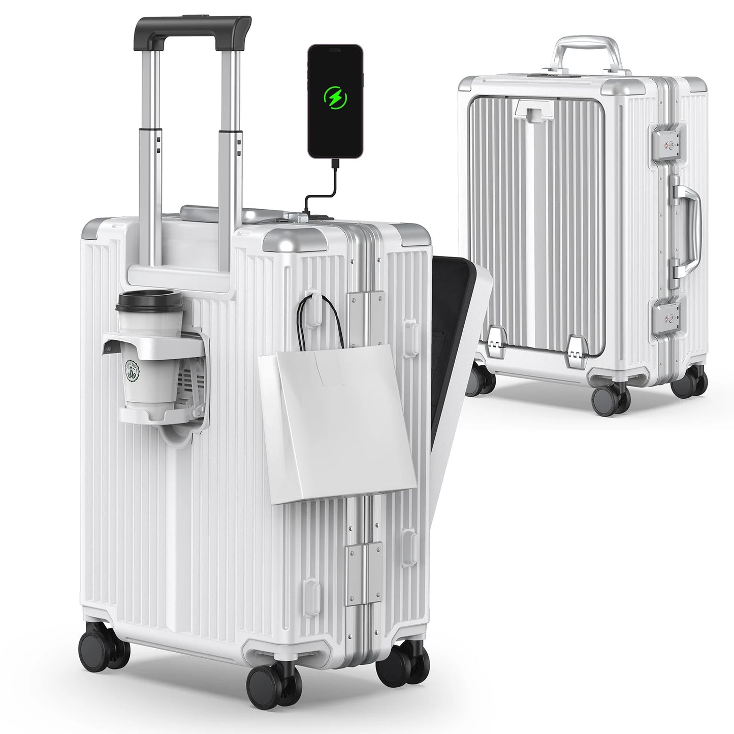 Airline Approved Aluminum Framed Carry On Luggage With Front Laptop Compartment