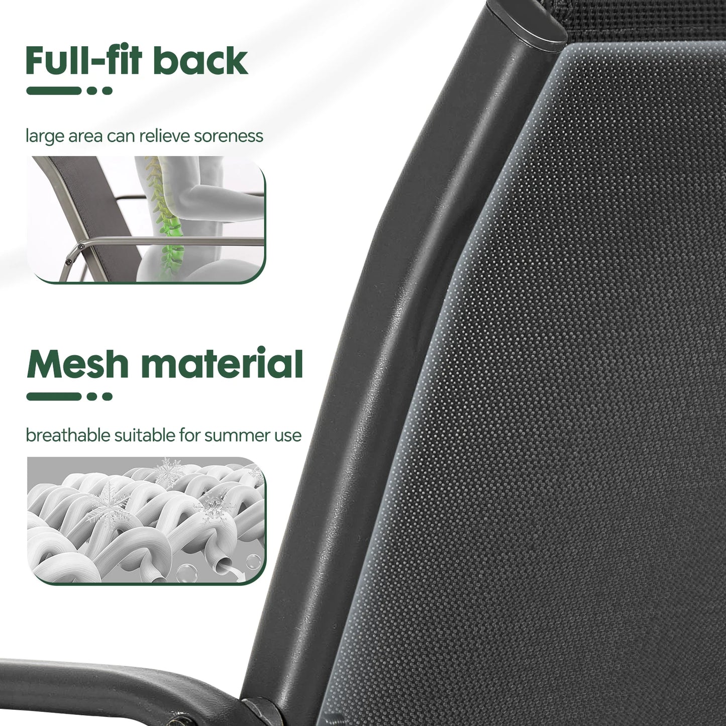 Patio Furniture Set With Metal Frame And Mesh Back