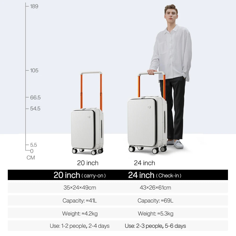 Mixi Front Laptop Pocket Travel Luggage Aluminum Frame Trolley Case