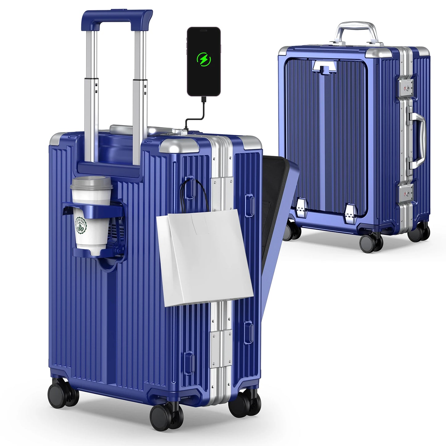 Airline Approved Aluminum Framed Carry On Luggage With Front Laptop Compartment