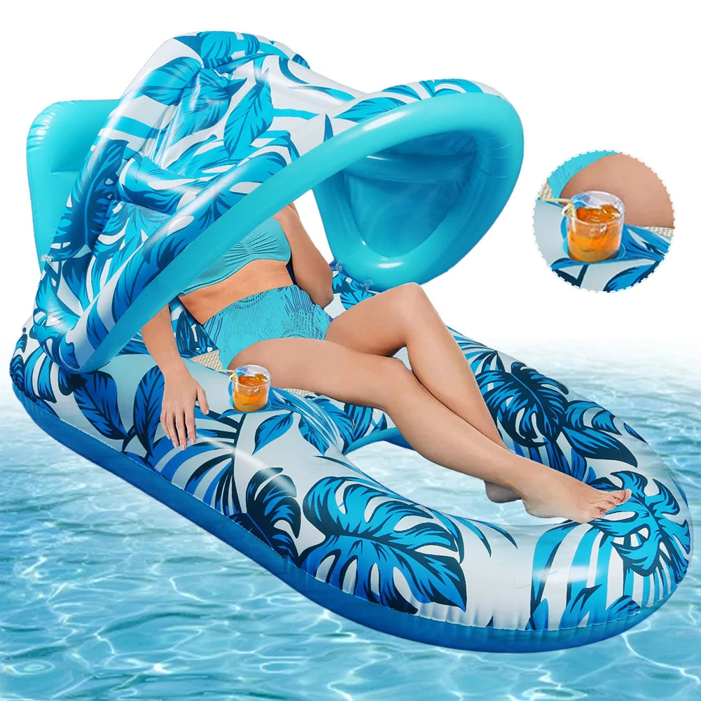APWIKOGER Beach Folding Inflatable Floating Hammock With Sunshade