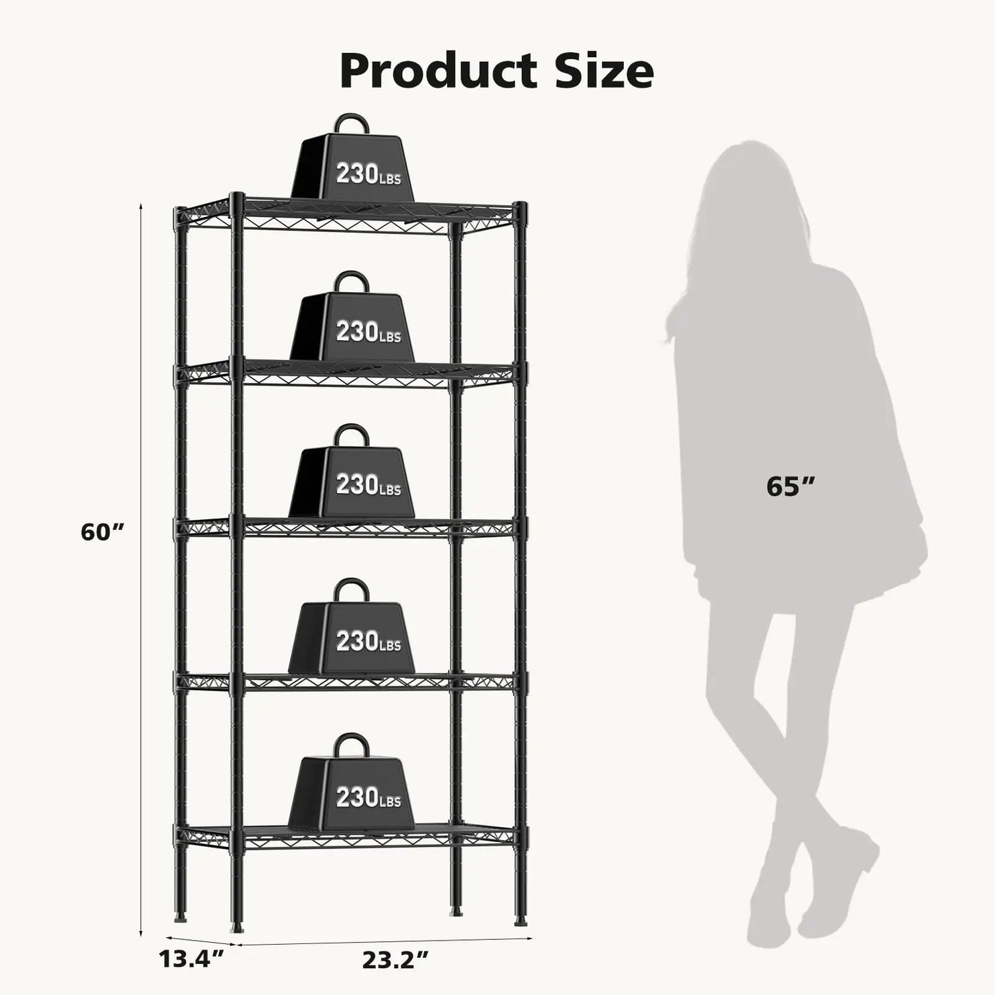 JHK Heavy Duty Metal Wire Storage Shelves Adjustable Living Room